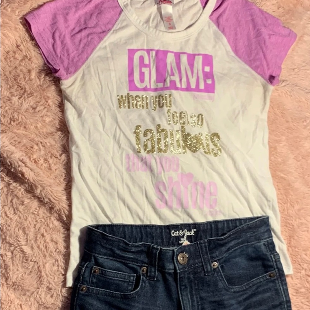 Shirt:From justice  and shorts:From cat & jack